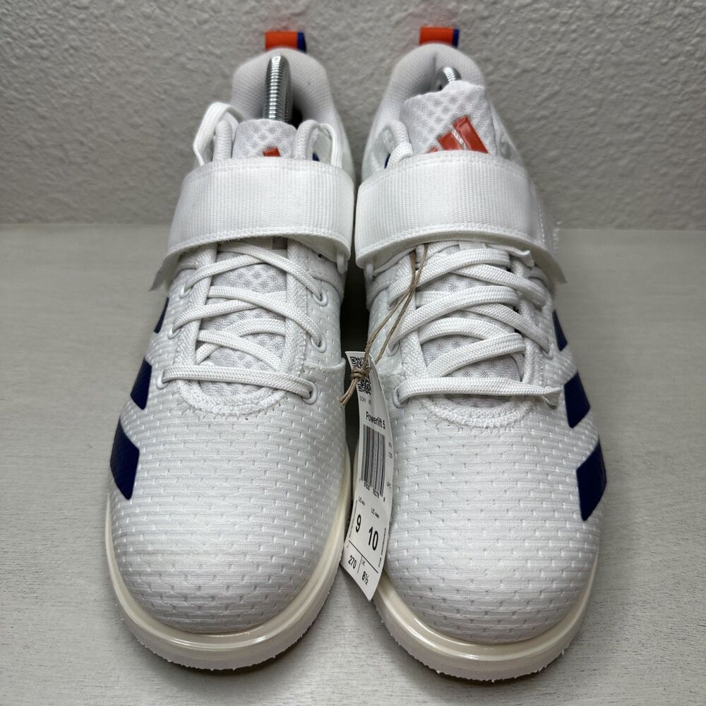 Adidas Powerlift 5 Weight Lifting Shoes JP9878 White Navy Orange Men’s Size 9 - Picture 3 of 7